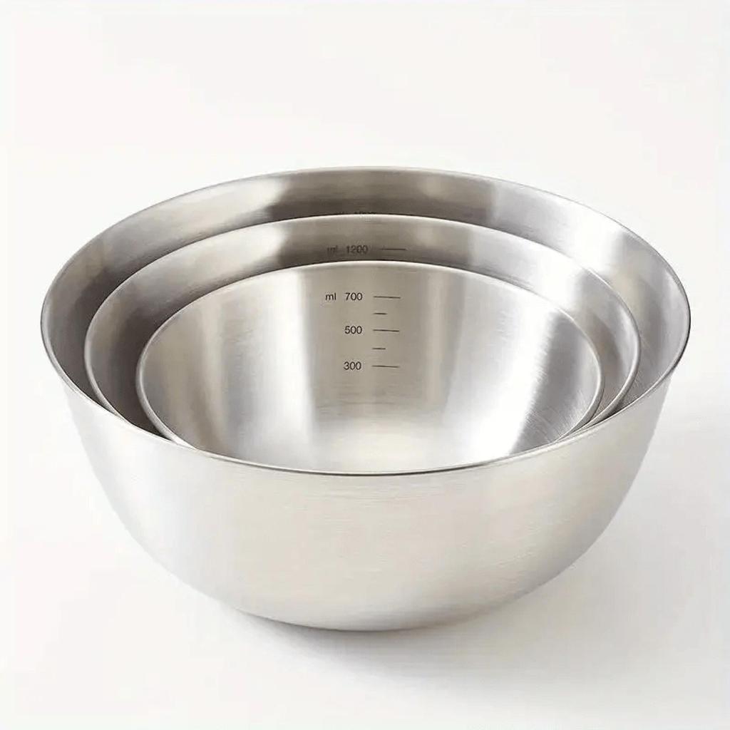 High-quality! 3pcs Bowl Set Versatile For Noodles Soups More 304 Stainless Steel Ideal For Cooking Baking Food Storage