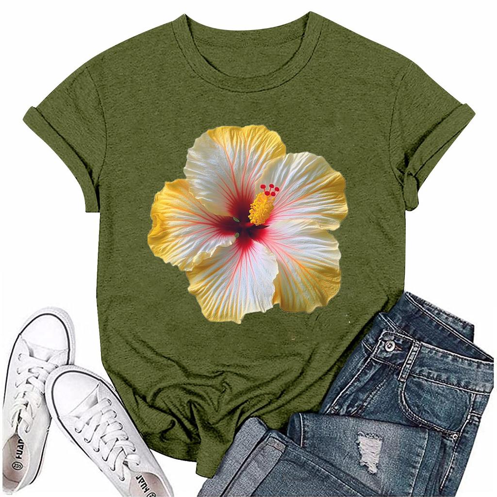 Женская мода с принтом, круглым вырезом, коротким рукавом, футболка, пуловер, топ