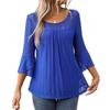 Elegant and Fashionable Round Neck Ruffle Sleeves Sparkling Mesh Top Women's T-shirts