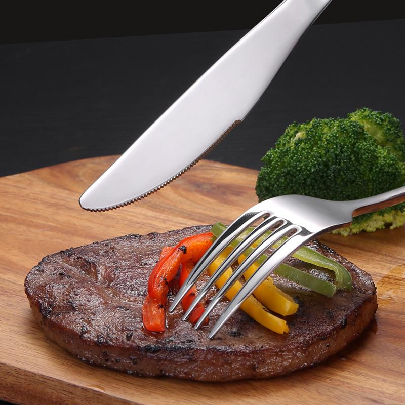 High Grade Steak Knife, Fork and Plate Set Household Tableware Set with Box Cutlery 304 Stainless Steel Spoon Knife and Fork Set