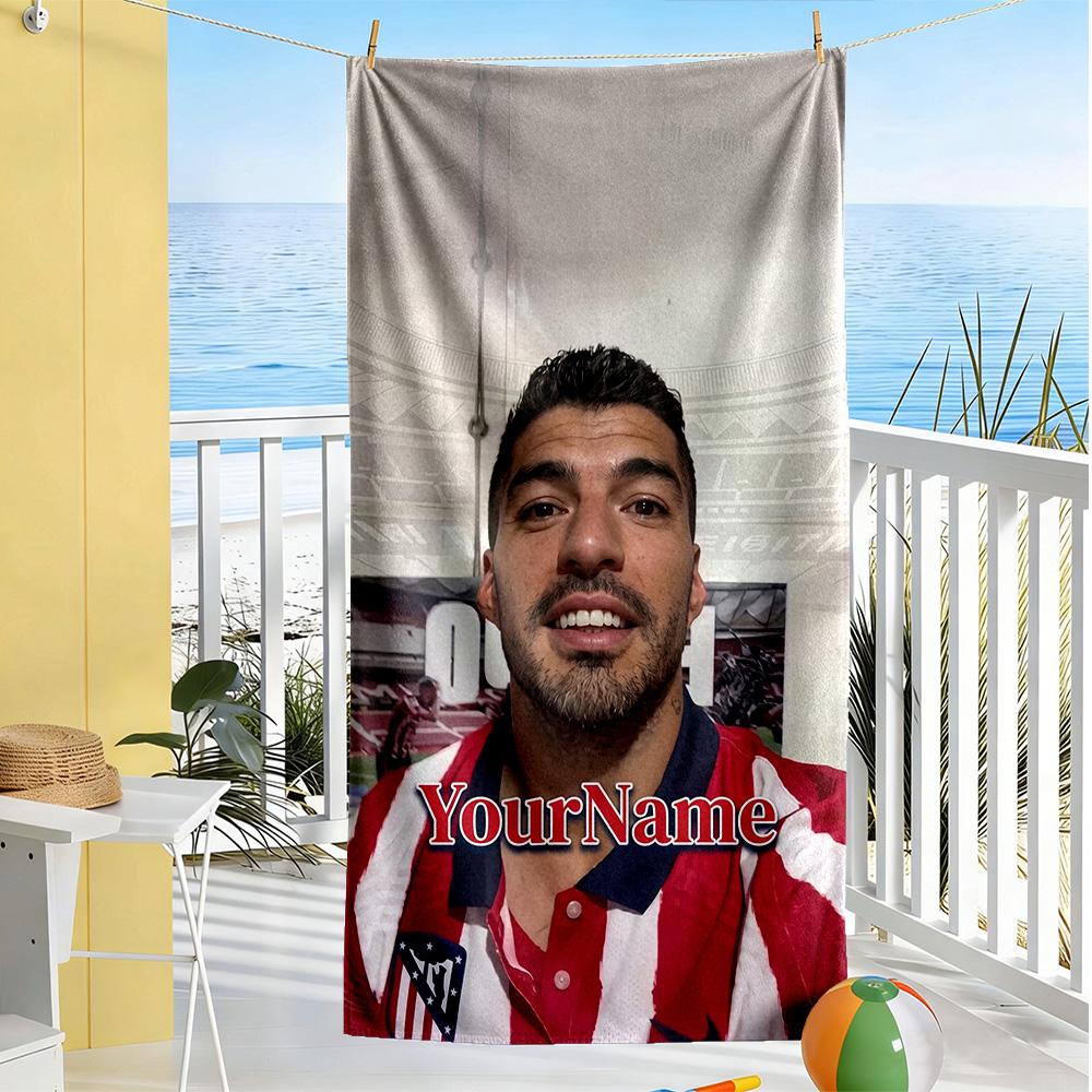 Atletico Madrid Customize Your Name Beach Towel Super Soft & Absorbent Perfect for Traveling Yoga Camping and Swimming