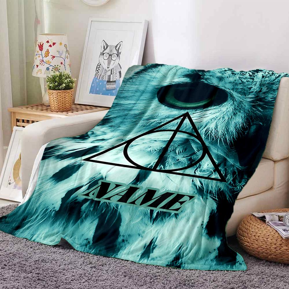 Custom Name "Harry Potter White Owl" blanket for Couch & Bed, Plush Cozy Fuzzy Blanket Super Soft & Warm Blankets for Fall and Winter. 0908105
