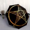 Golden Baphomet Pentagram Umbrella, Portable 3-Fold Compact Umbrella,Christmas Gift ES491
