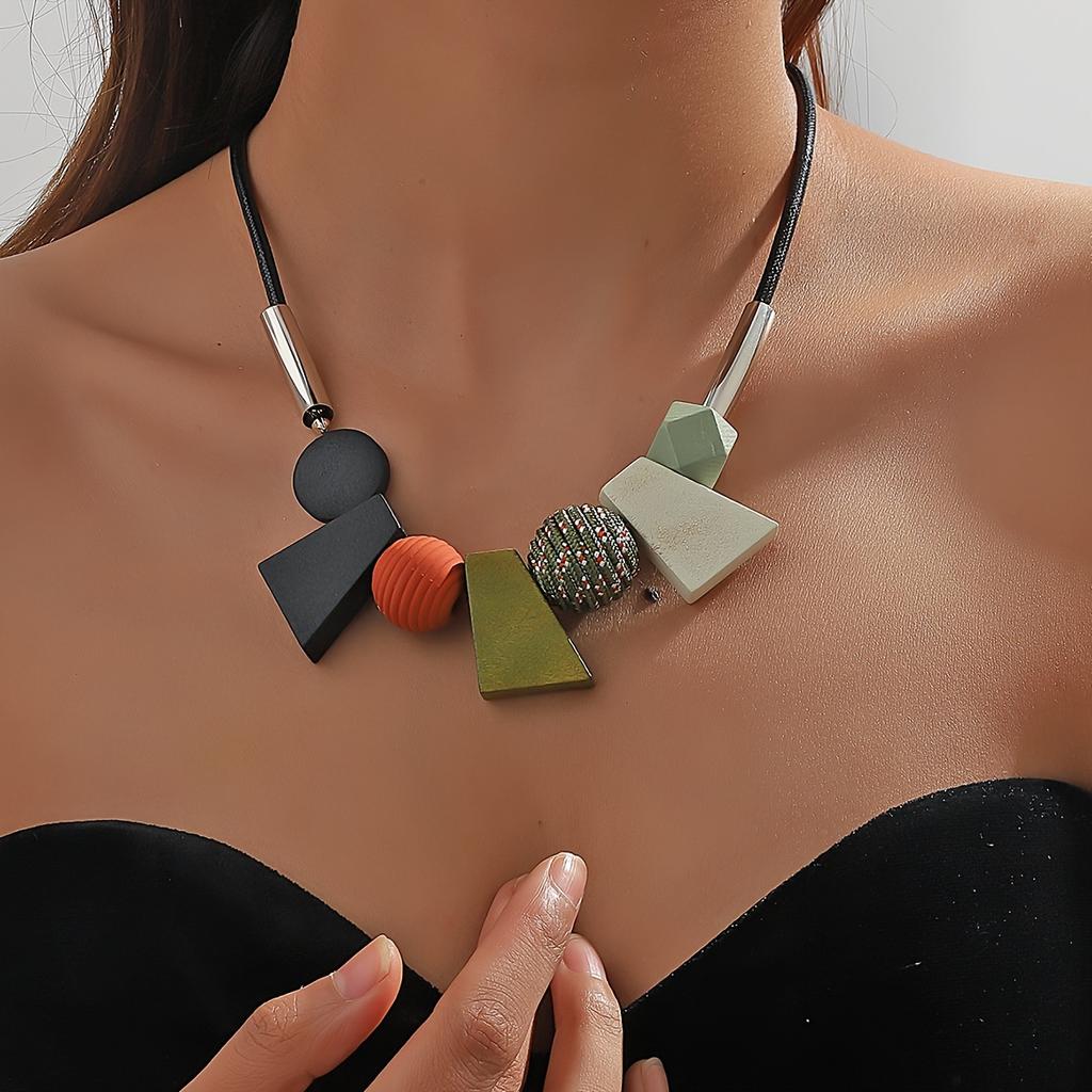 1pc Bohemian Vintage Ethnic Style Short Clavicle Chain Exaggerated Geometric Irregular Sweater Chain Personality Special Design Women's Necklace