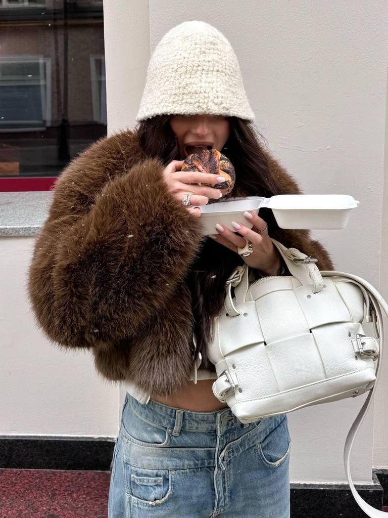 Женская повседневная короткая шуба из лисы тоскана - Европейский и американский уличный стиль