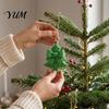 Holiday Party Hanging Decorations 3D Printed Christmas Tree Ornament with Bow Design, Decorative Xmas Lightweight Plastic Accessories Pendant Hole for