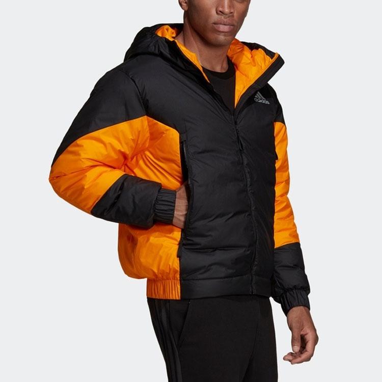 Adidas Теплый пуховик с капюшоном для спорта на открытом воздухе с цветными блоками, мужская верхняя одежда, черный GV5354