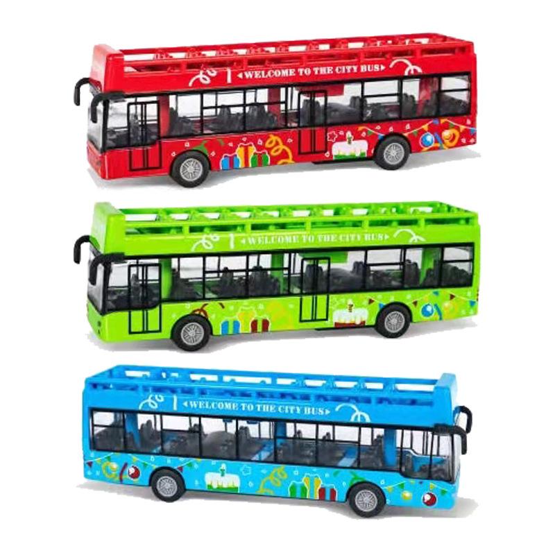 Alloy Car 15Cm Bus Model Diecast Double-Decker Pull Back Vehicle Children's Toy Car Bus Toy Car for Boys Girls Birthday Gifts