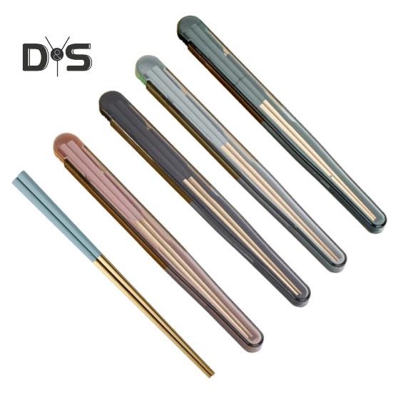 1 комплект компактных палочек для еды, нержавеющие, практичные палочки для еды, посуда со складной коробкой для хранения