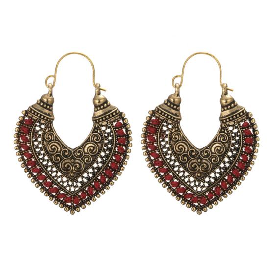 Ретро богемный сплав полые серьги с гравировкой сердца женские ювелирные изделия подарок