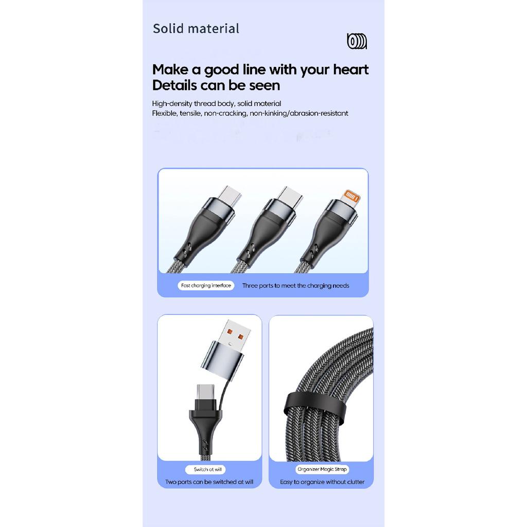 Быстрый зарядный кабель 3 в 2 для iPhone Huawei Micro USB Type C, 1,2 м, с несколькими USB-портами, кабель для зарядки с несколькими USB