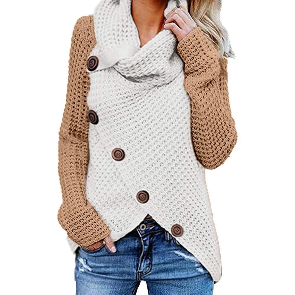Women's autumn and winter long-sleeved versatile knitted sweater top multi-color