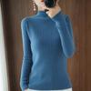 Ayollar Kuz Qish Trikotaj Sviterlar Puloverlar Yarim Bo'yinli Bir Rangli To'liq Yengli Ichki Top Slim S-XXL