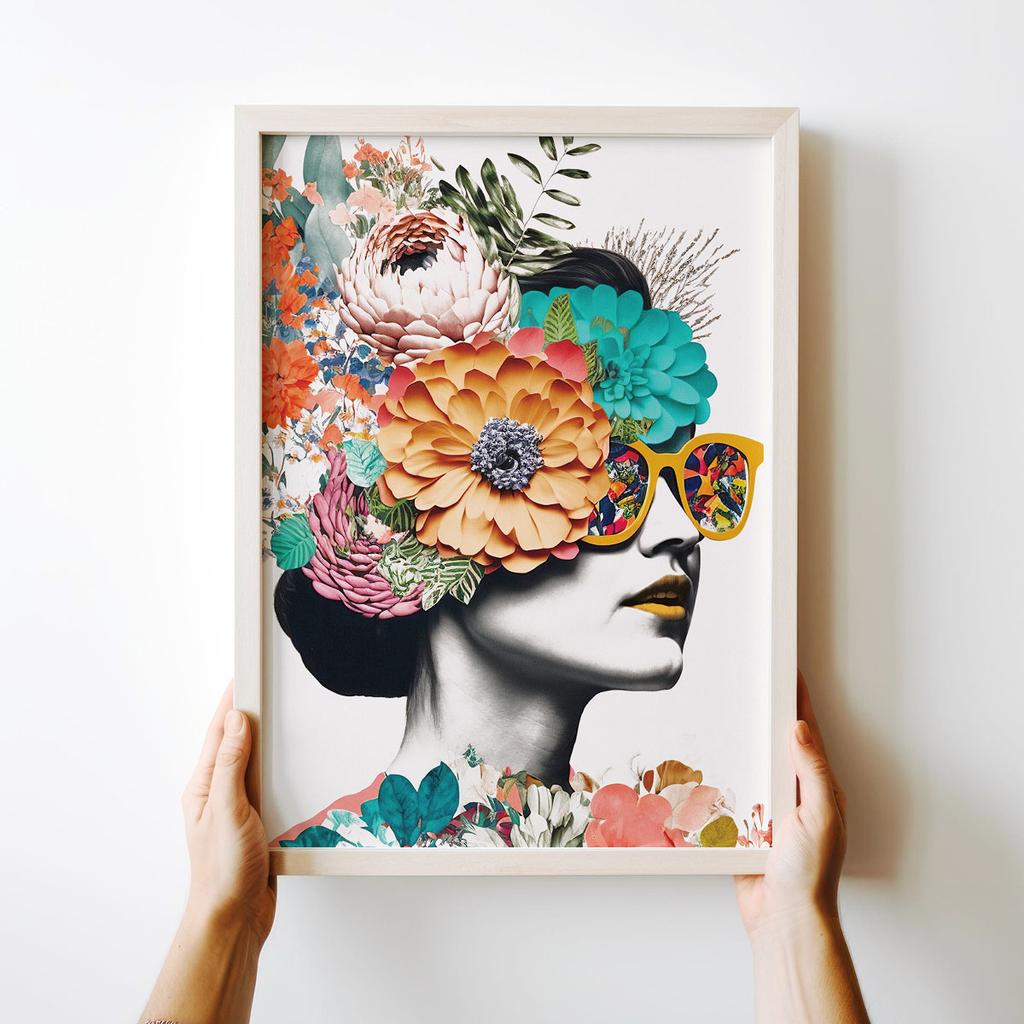 Plakat portret kobieta kolaż