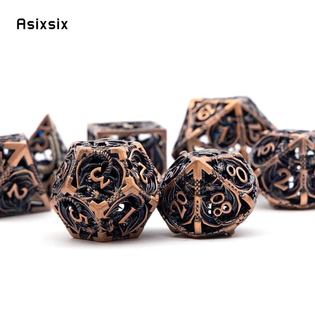 7 шт. медно-черный дракон металлические игральные кости набор полых металлических многогранных кубиков подходит для ролевой ролевой игры, настольной игры, карточной игры