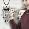 Fashion Alloy Crystal Owl Pendant Necklace For Women Choker Girls Pendants Long Chain Sweater Necklaces Bijoux Jewelry