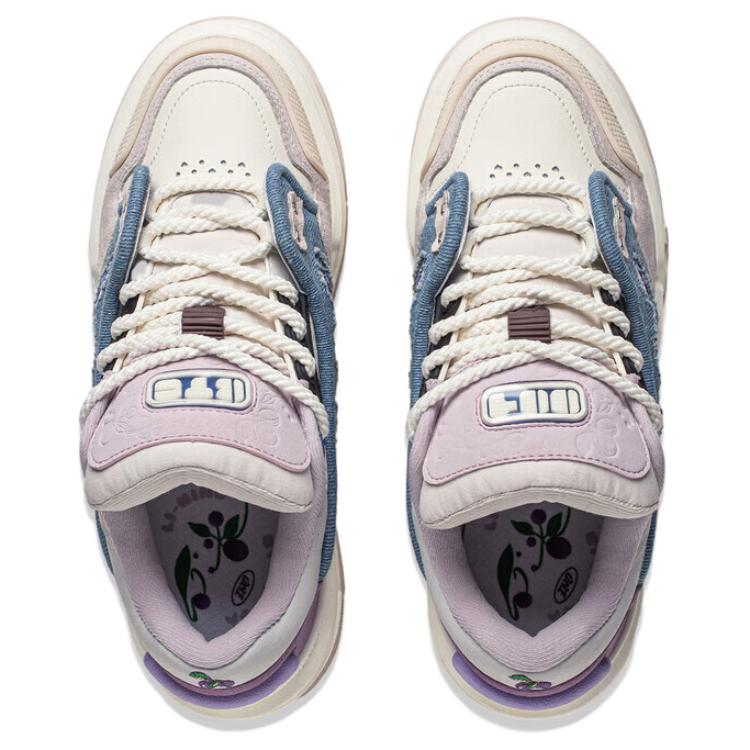 Li Ning 001 Btc Mega Versatile Retro Skate Shoes Нескользящие Износостойкие Женские Кроссовки С Амортизацией Белые Синие Фиолетовые AGCU004-3