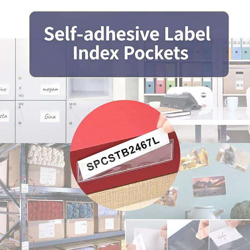 10Pcs Clear Self-Adhesive PVC Shelf Tag Pockets Removable Label Holders for Home Drawer Closet Organizing