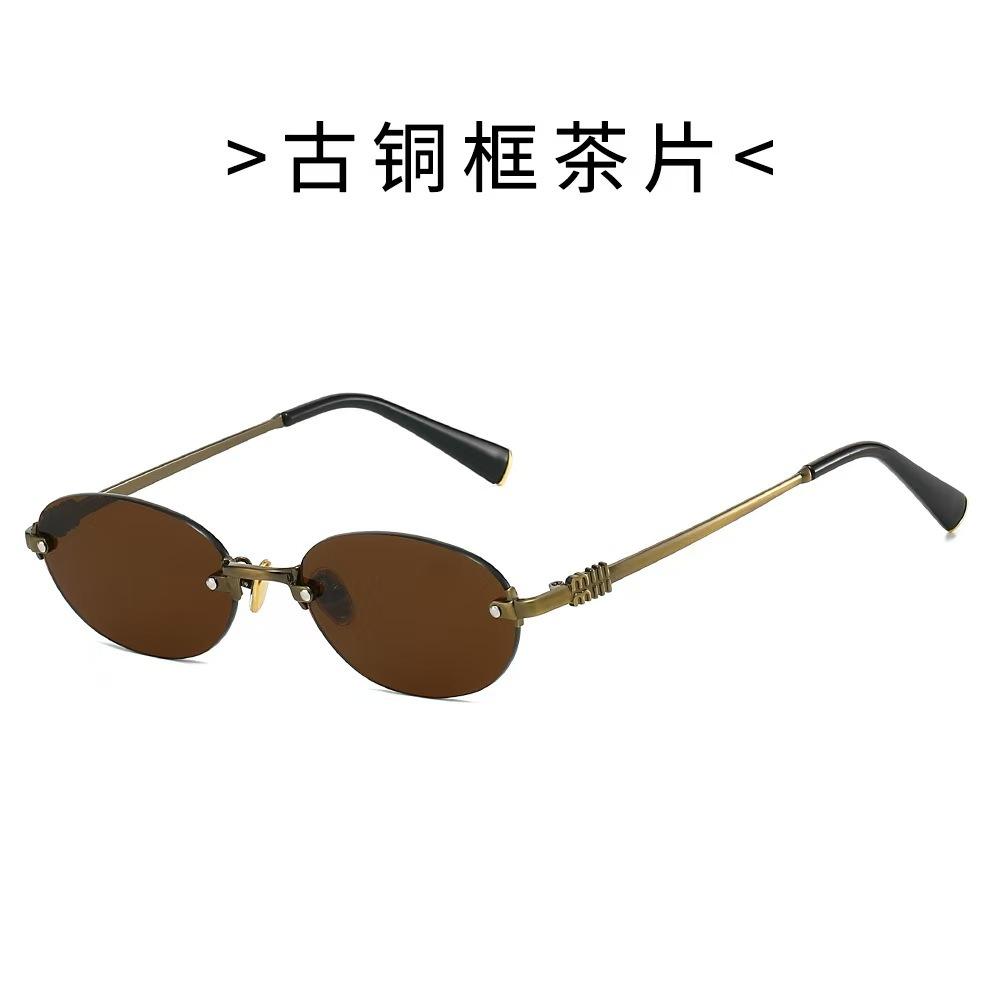 Oval Shape Women'S Sunglasses European American Style Rimless Women Sun Glasses Anti-Reflective Men Sunglass