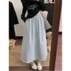 Hanbok Cotton Blend A Line Skirt With Elastic Waist For Casual Spring Wear