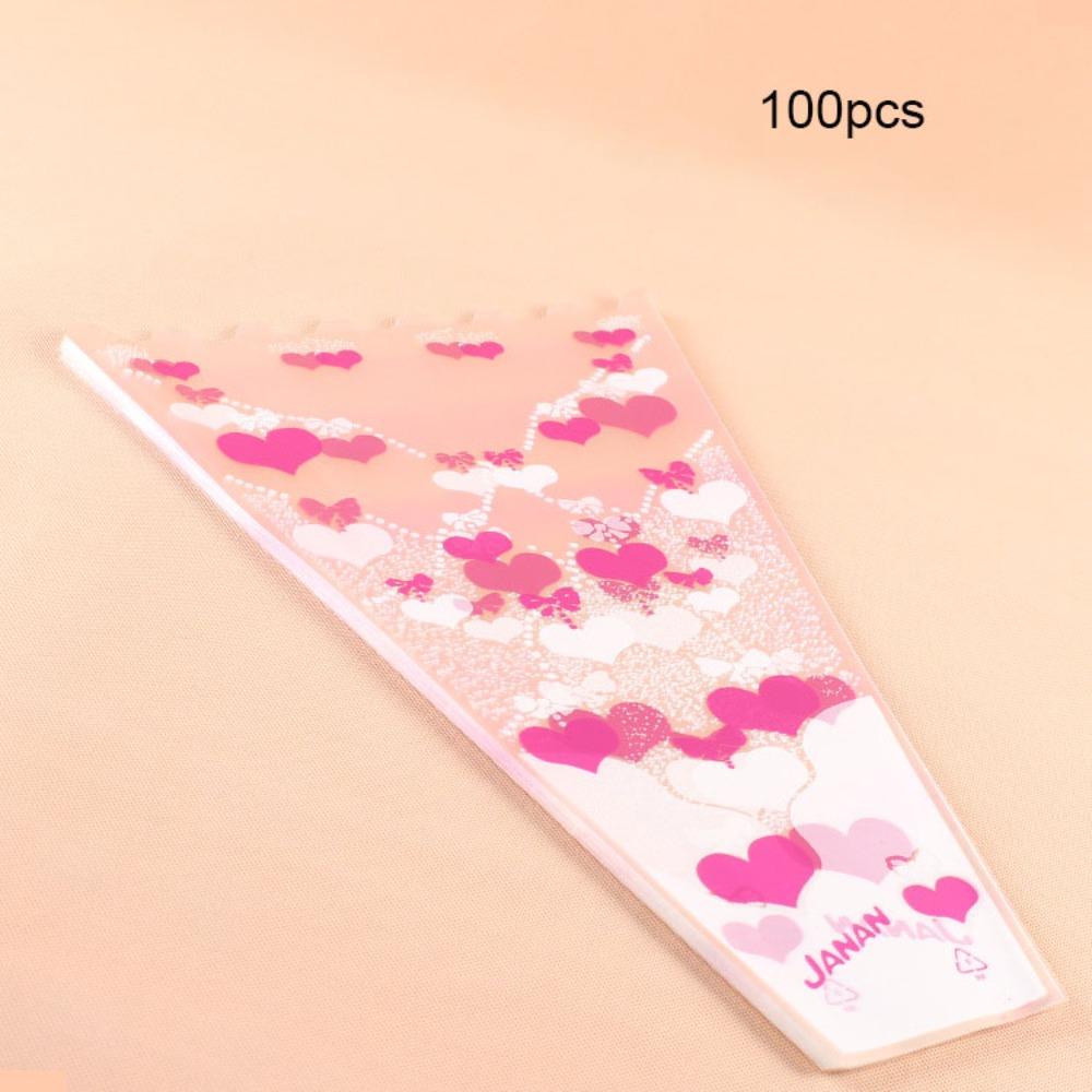 100pcs Rose Bagging Rose Bouquet Wrapping Sleeve Flower Transparent Packaging Wrappers Christmas
