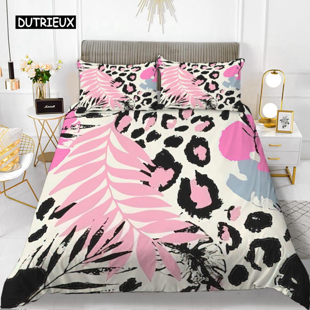Комплект постельного белья с леопардовым принтом, розовый, шикарный, для девочек, комплект постельного белья с принтом гепарда для мальчика-подростка, полиэстер, наволочка с изображением диких животных