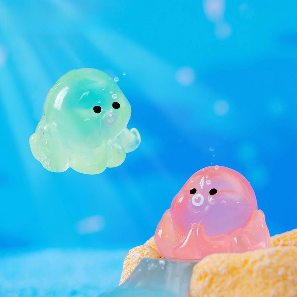 Красочное светящееся мини-украшение в виде осьминога из смолы для аквариума и террариумов