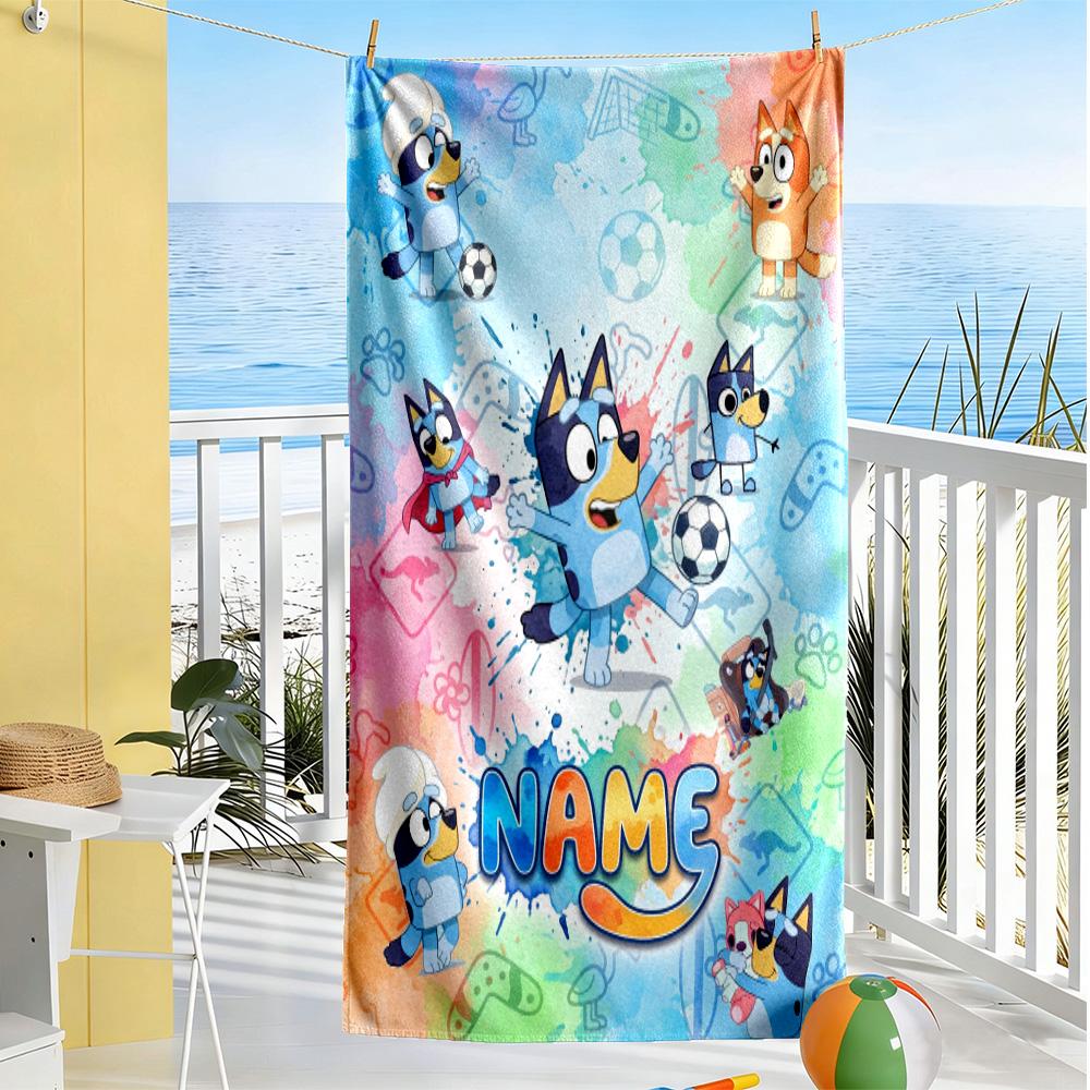 Football Fun Customize Your Name Beach Towel Super Soft Microfiber Quickdry Fabric Suitable for Swimming Gym Camping Yoga Vacation