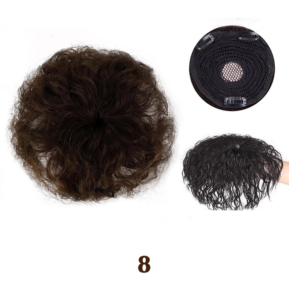 XINRAN Synthetic Short Curly Clip In Bangs Natural Hairpiece For Women Hair Pieces Bangs Toppers For Hair Loss