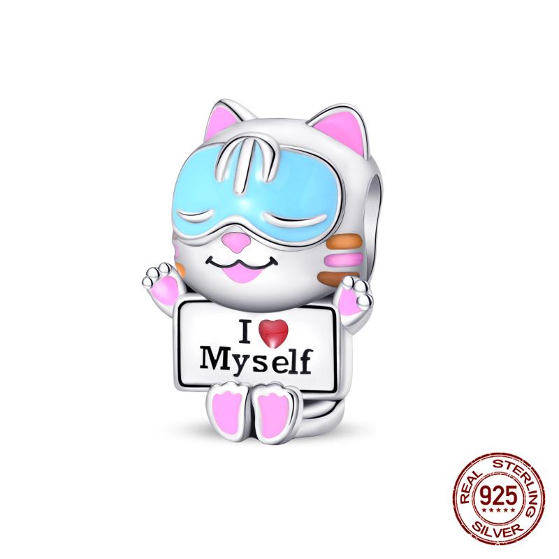 Original Owl Beads 100% 925 Silver Lucky Cat Elephant Charms Fit Original 925 Bracelet DIY Jewelry Making Women's Gift
