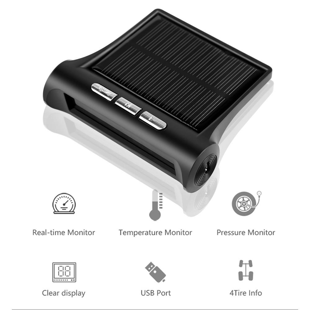433,92 МГц Автомобильная TPMS Цифровая солнечная система контроля давления в шинах автомобиля с 4 датчиками USB Авто сигнализация инструмент PSI BAR