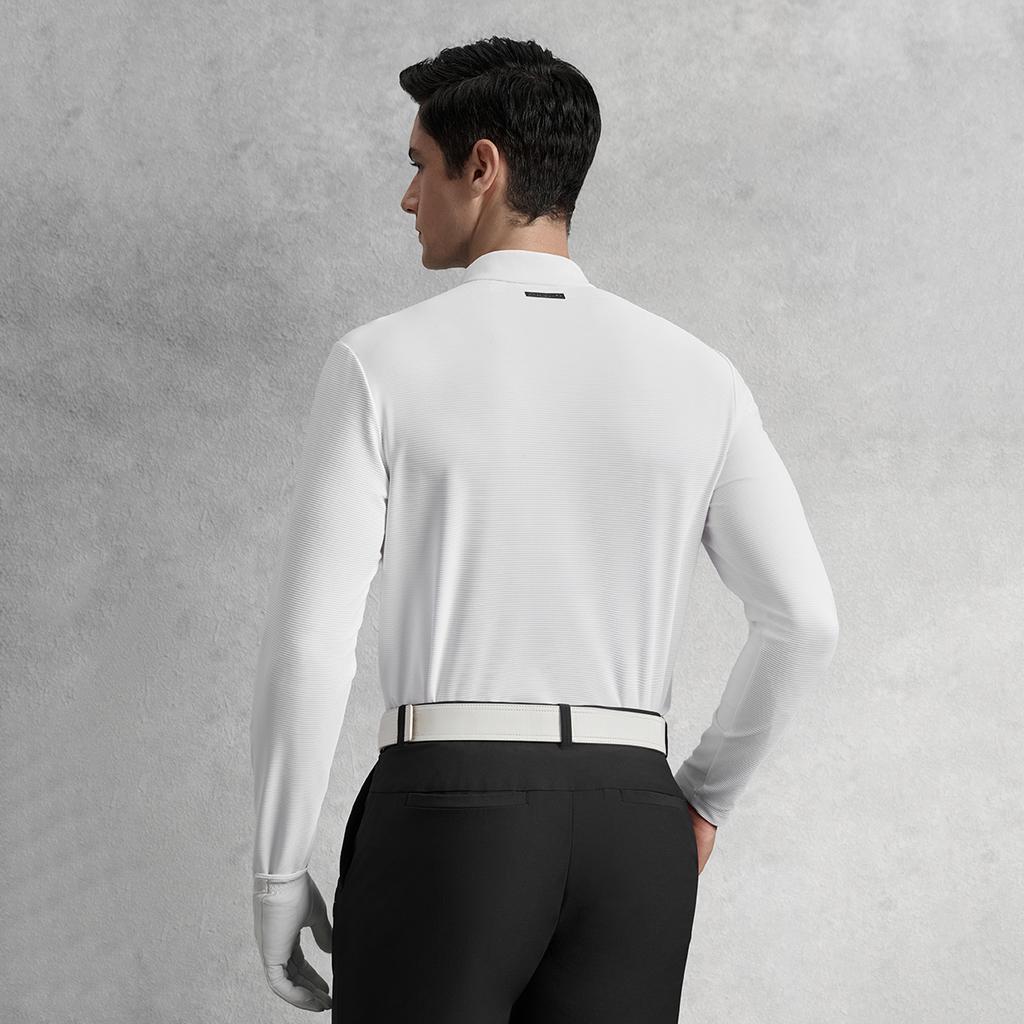 Fila Серия Гольф Модная Повседневная Универсальная Дышащая Эластичная Удобная Однотонная Футболка с Длинным Рукавом Мужские топы Нефритово-Белый A11M535207FWT