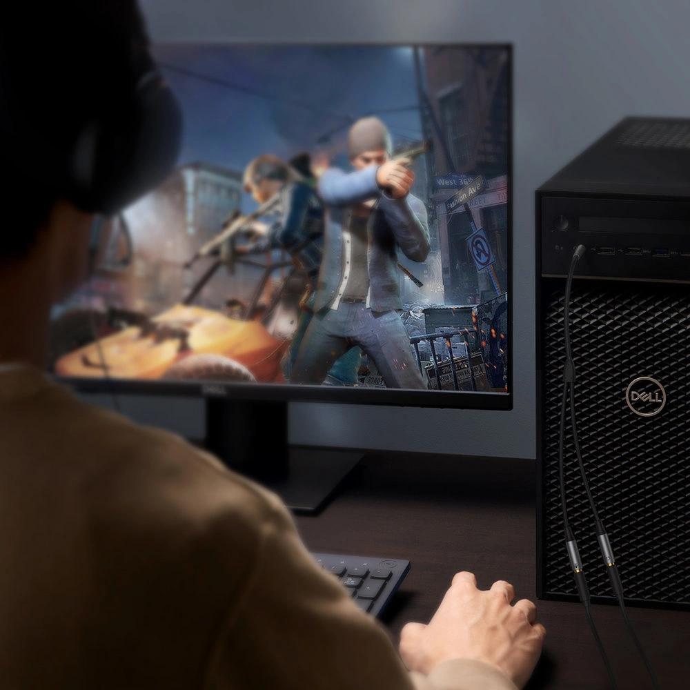 Ugreen Aux Splitter For Headphones And Microphone 1 X Male 3.5 Mm, 2 X Female 3.5 Mm 20Cm Black (Av192 50254)