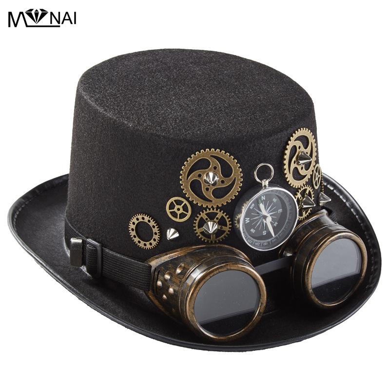Оригинальная шляпа ручной работы из тяжелого металла с шестернями, заклепки с компасом, волшебная шляпа, украшение для вечеринки, очки, шляпа, шляпы, косплей, Хэллоуин, необычные