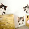 3 Pcs Peeking Cat Peeking Out Wall Sticker Cartoon Cats Decal Removable Peel