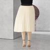 Plus Size Women Spring Autumn Solid Color High Waist Pleated Mediumn Long Skirt L-4Xl