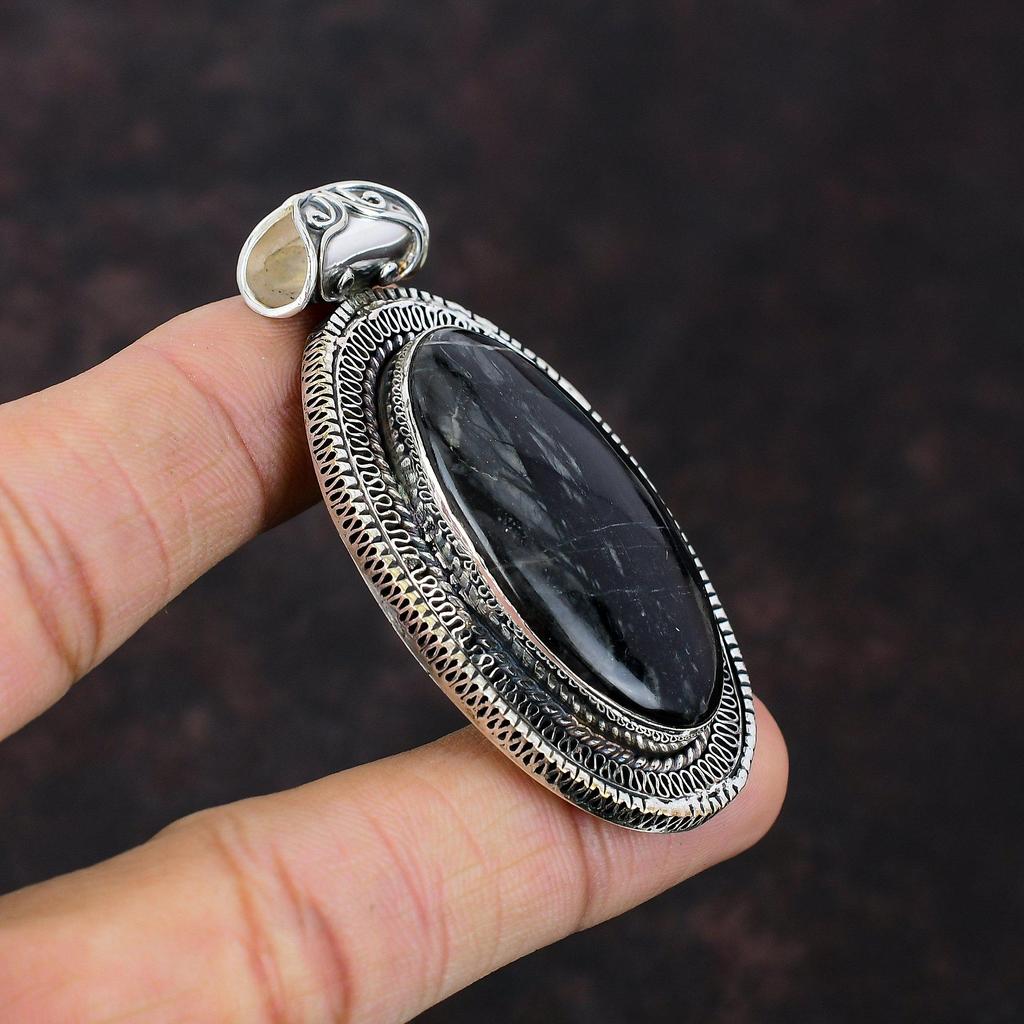 Подвеска из яшмы Пикассо, драгоценный камень, винтажные ювелирные изделия, подвеска из стерлингового серебра 925 пробы, подвеска ручной работы, стильная подвеска, подарок для матери, серебряные украшения