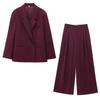 2025 Women's Double-Breasted Suit Jacket & High-Waisted Pants Set - European & American Casual Style