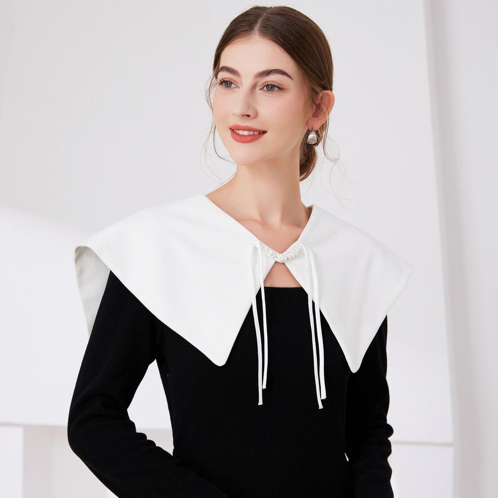 Perfect Match Ladies Blouse Tops Fake Collar Shawls For Women Ruffle False Collars Detachable Lapel Half Shirt Tie False Blouse Fuax Collar