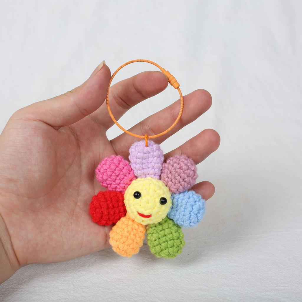 Радужный Смайлик Подсолнух Семилепестковый Шерстяной Брелок