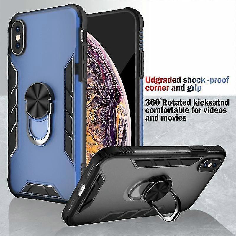 Cover case For Iphone X / Xs Magnetic Frosted Pc + Matte Tpu Shockpro Case With Ring Holder(phantom Black)