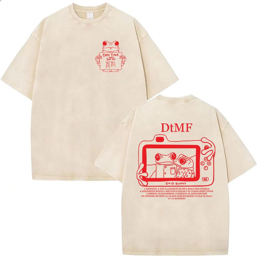 Bad Bunny New Album 2026 Vintage Washed T Shirt Men Women Summer Clothing Harajuku Oversized 100 Cotton Tshirt Tops Fans Gift