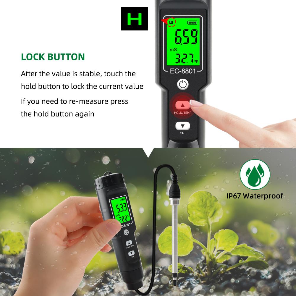 Digital Soil EC/temperature Tester, Widely Used In Greenhouses, Gardening, Farmland Planting, Laboratories, Agriculture, Potted Plants, Etc.