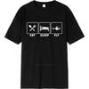 Мужская хлопковая футболка Streetwear летняя Женская футболка Ешь Спи Летай Короткий рукав Дышащая с круглым вырезом футболки Фирменная футболка для мужчины