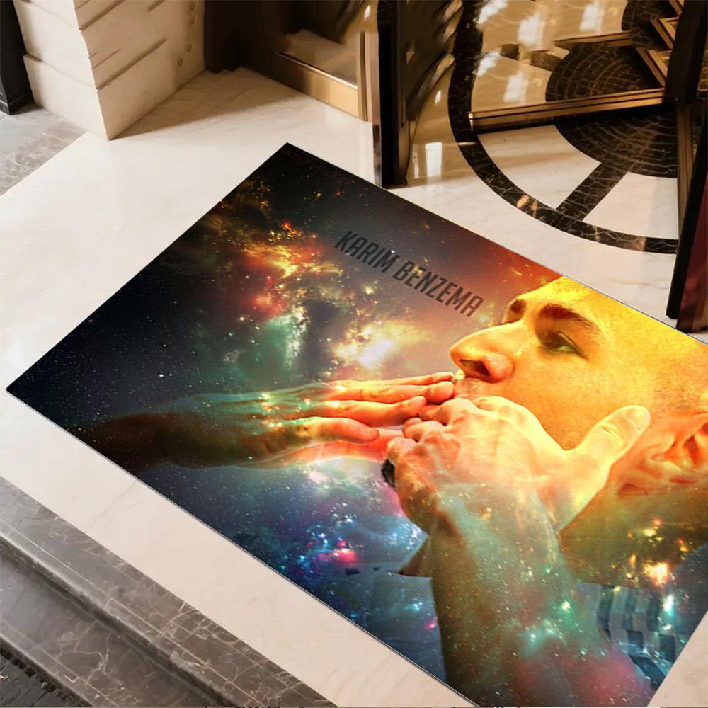 Karim Benzema's Cosmic Celebration Floor Rug Office Rug Perfect for Foyer Game Room Bedrooms Kitchen Anti-slip Rug Office home decor
