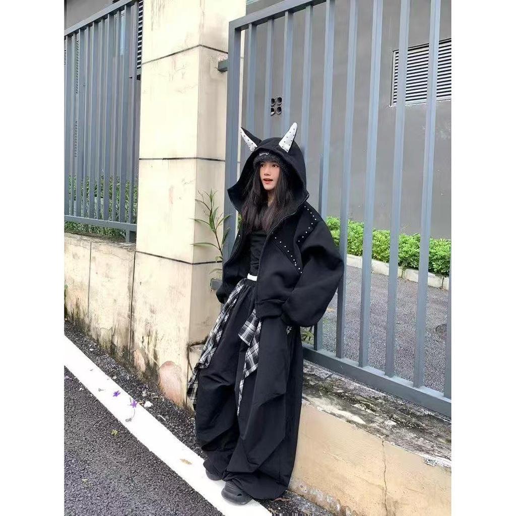 В наличии модная американская толстовка с ушами добермана, тяжелый кардиган с плюшем - Модный, Повседневный, Универсальный.