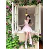Beautiful Princess Cake Skirt Waist Slimming Sweet Small Flying Sleeves Gentle Floral Temperament Waist Short Skirt Girl
