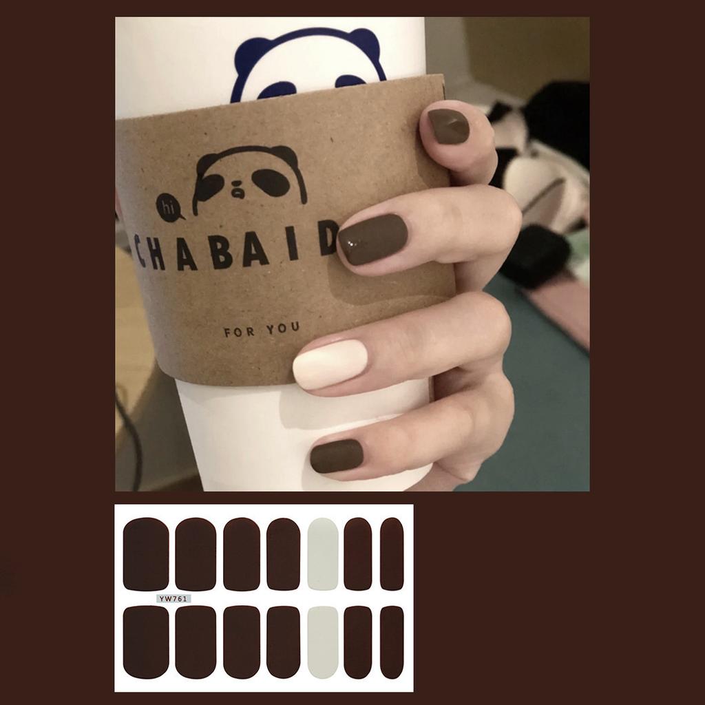 14 шт./лист, наклейки для ногтей в черно-белую полоску, готовый маникюр, быстрый Nial