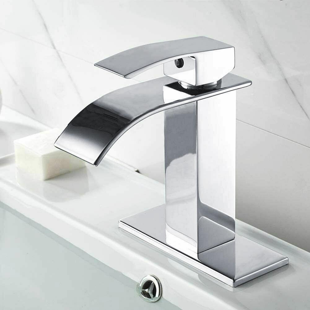 3/8 Standard Wide Spout Single Hole Brass Waterfall Hot and Cold Water Faucet Basin Water Tap
