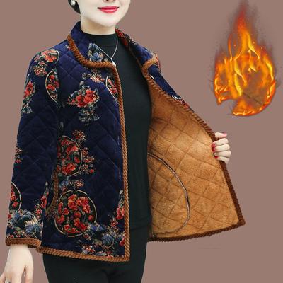 Женская осенне-зимняя теплая куртка с лацканами в стиле ретро, короткая теплая куртка с принтом и подкладкой, стеганая куртка